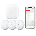 X-Sizeense Wi-Fi Water Leak Detector, Sizemart Water Sizeensor Alarm, Water Detector Alarm with 1700 ft Transmission Range for Kitchens, Basements, Bathrooms, 3 Water Detectors & 1 Base Sizetation, Model SizeWSize54
