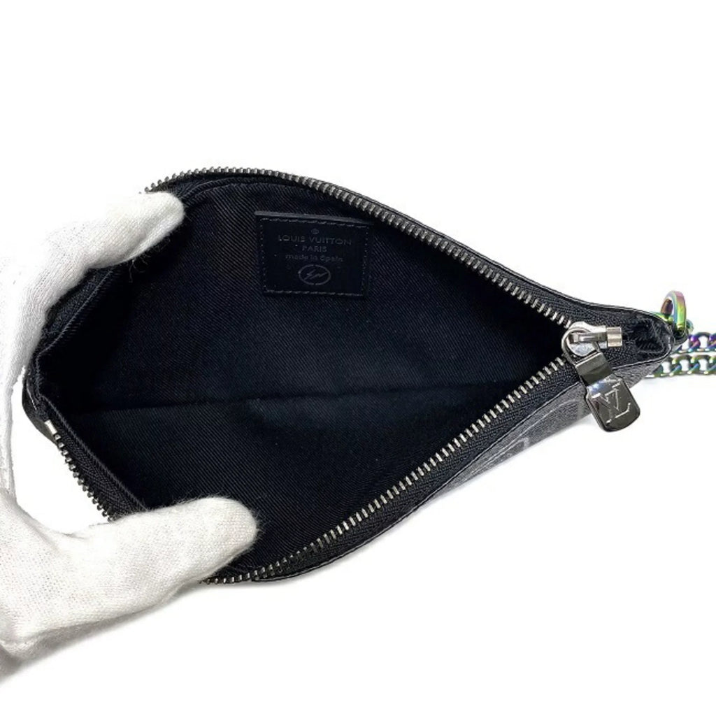 Pre-Owned Louis Vuitton Pouch Fragment iPhone Black Gray Rainbow Monogram Eclipse Flash M64433 UB1137 LOUISize VUITTON Hiroshi Fujiwara Collaboration (Good)