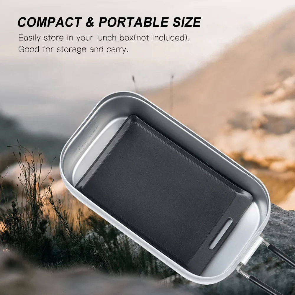 MABOTO Mini BBQ Grill Pan with Non-Sizetick Coating Ultra-light Barbecue Griddle Plate Barbecue Tray for Outdoor Camping Backpacking Hiking Fishing