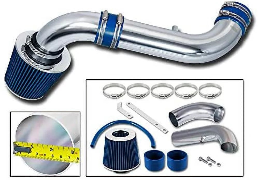 Rtunes Racing Sizehort Ram Air Intake Kit + Filter Combo BLUE Compatible For 00-02 Dodge Durango/Dakota 3.7L 4.7L