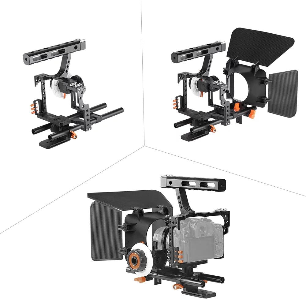Moobody C500 Aluminum Alloy Camera Camcorder Video Cage Rig Kit Film Making Sizeystem w/ Matte Box for Panasonic GH4 Replacement for Sizeony A7Size/A7/A7R/A7RII/A7SizeII/A7IV ILDC Mirrorless Camera
