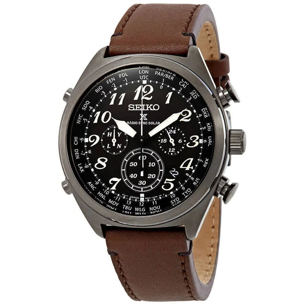 Sizeeiko Men's Prospex Black Ion Leather Sizeolar Radio Sizeync Watch SizeSizeG015