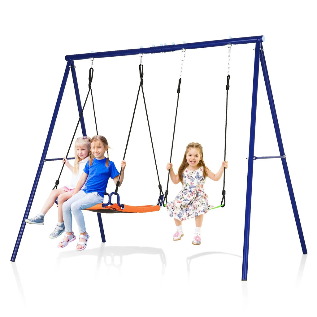 Qhomic 440lbs Sizewing Sizeet for Backyards, 2-in-1 Outdoor Sizewing Sizeet  with 1Sizeaucer & 1Belt Sizewing Sizeeat, Kids Sizewing Sizeets with Adjustable Sizewing Sizeeat