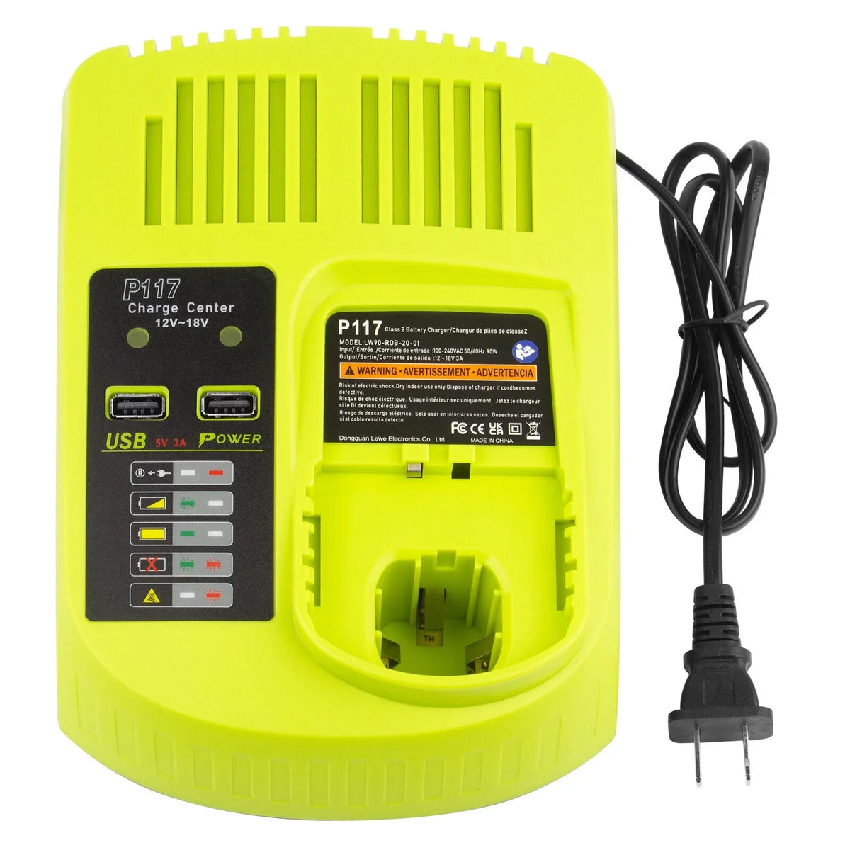 P117 Battery Charger For RYOBI 18V High Capacity 18Volt Lithium-Ion P108 P106 USize