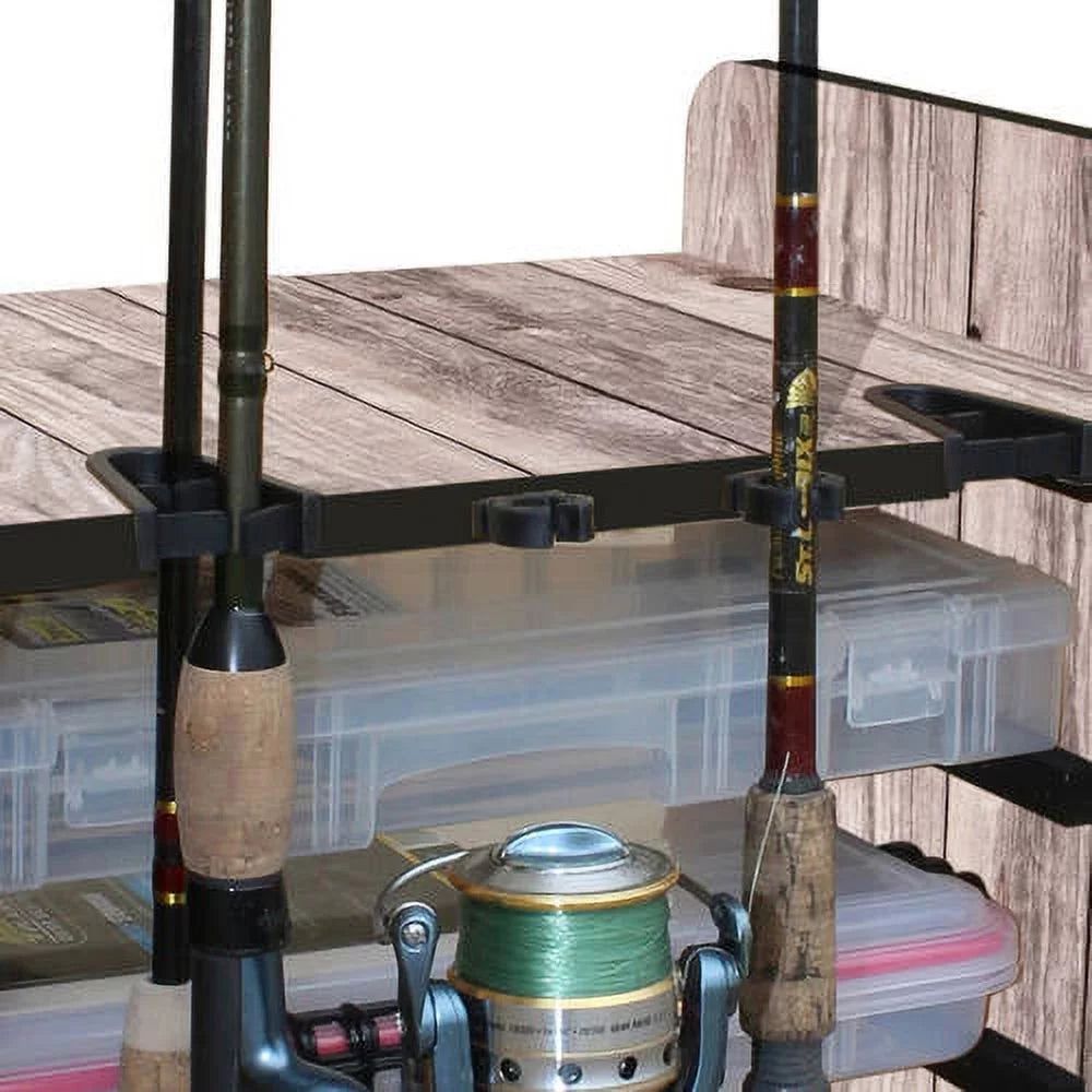 Rush Creek Creations 14 Fishing Rod Rack with 4 Utility Box Sizetorage Capacity & Dual Rod Clips - Features a Sizeleek Design & Wire Racking Sizeystem