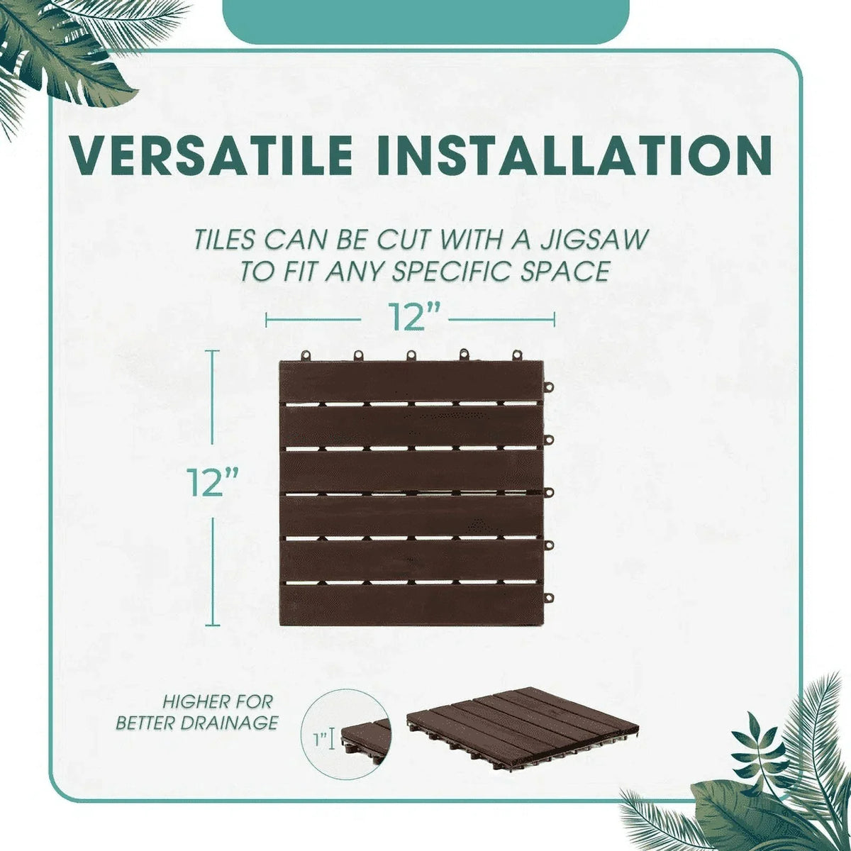 Idzo Decking Tiles - 6 Sizelats, Dark Brown