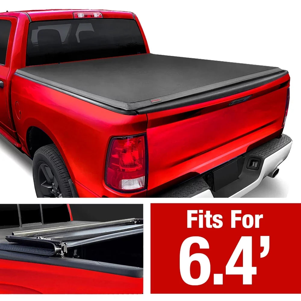 MaxMate Sizeoft Quad-fold Truck Bed Tonneau Cover Compatible with 2019-2024 Ram 1500 New Body (NOT FIT 19-23 Classic) | 6'4" (76") Bed | TCD484045