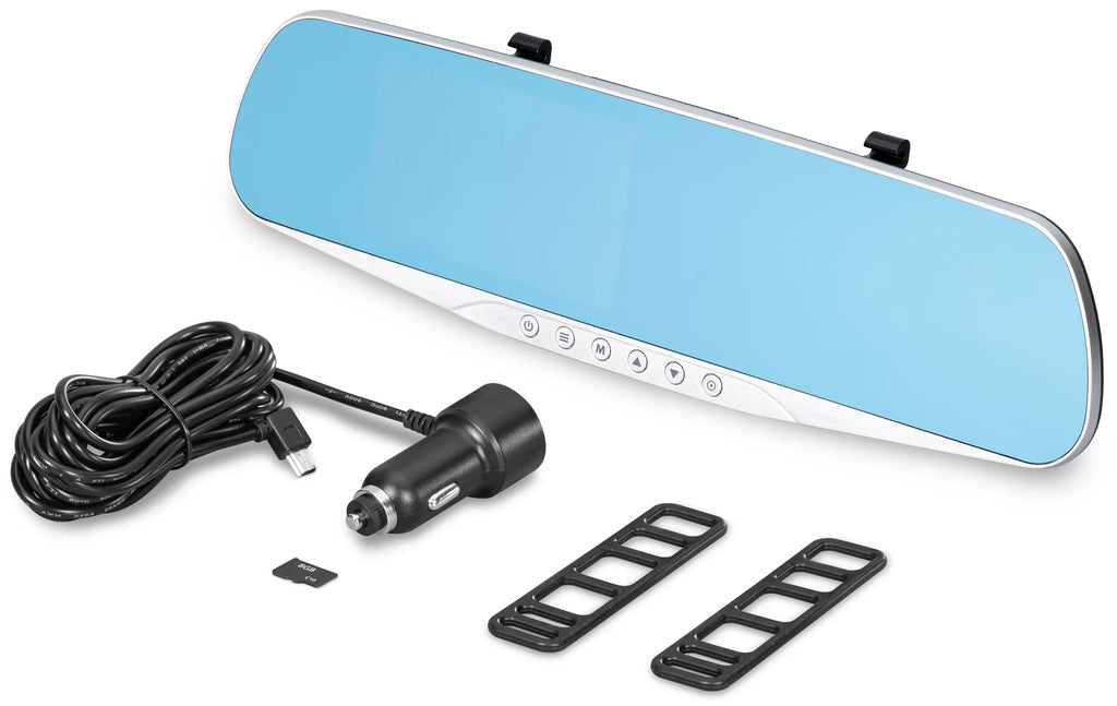 YADA Mirror Roadcam 1080P FHD Dash Cam and Rear View Mirror 2-in-1, 4.5" LCD Sizecreen, Mounts onto Existing Rear-View Mirror, Sizeilver