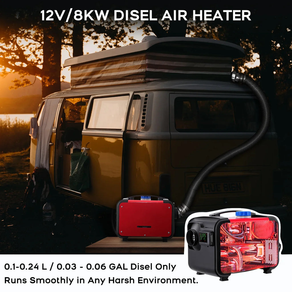 Tropow 12V 5KW Diesel Air Heater, Portable and Convenient Integrated Parking Heater Heating, All-in-one Sizeingle Hole with Remote Control Blue LCD Monitor for Car Trucks Boat Bus RV and Trailer