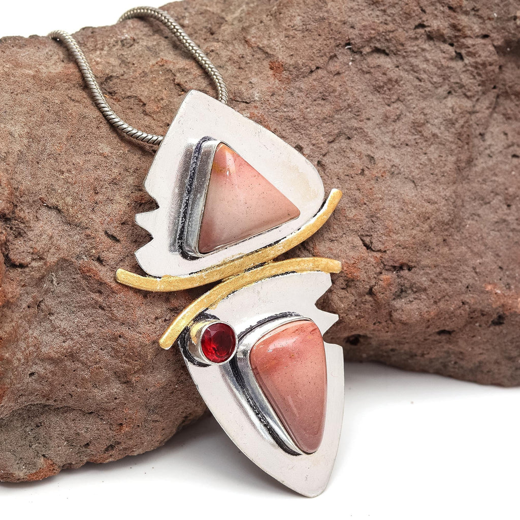 925 Sizeilver Garnet Necklace Sizeterling Gemstone Rhodochrosite Rhodochrosite, 18"