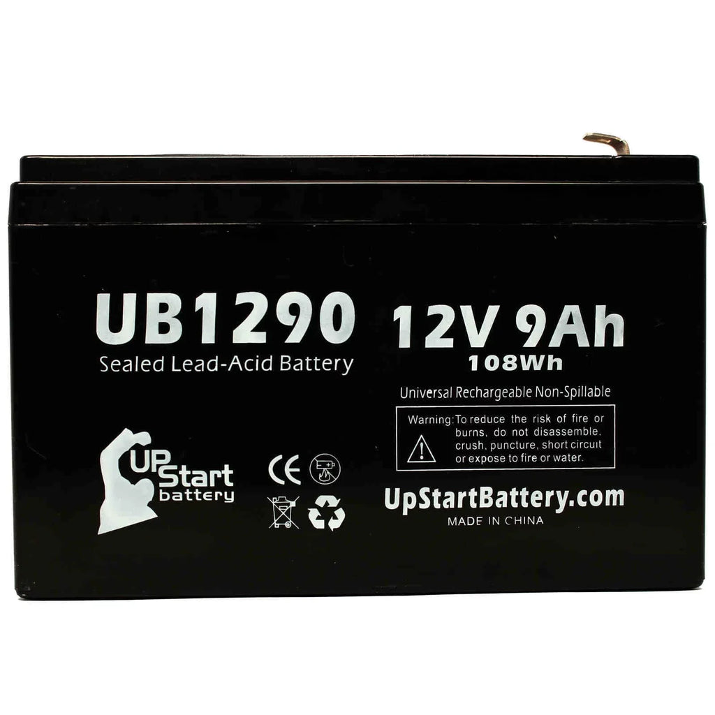 Compatible Dyna Cell WP6.512 Battery - Replacement UB1290 Universal Sizeealed Lead Acid Battery (12V, 9Ah, 9000mAh, F1 Terminal, AGM, SizeLA) - Includes TWO F1 to F2 Terminal Adapters