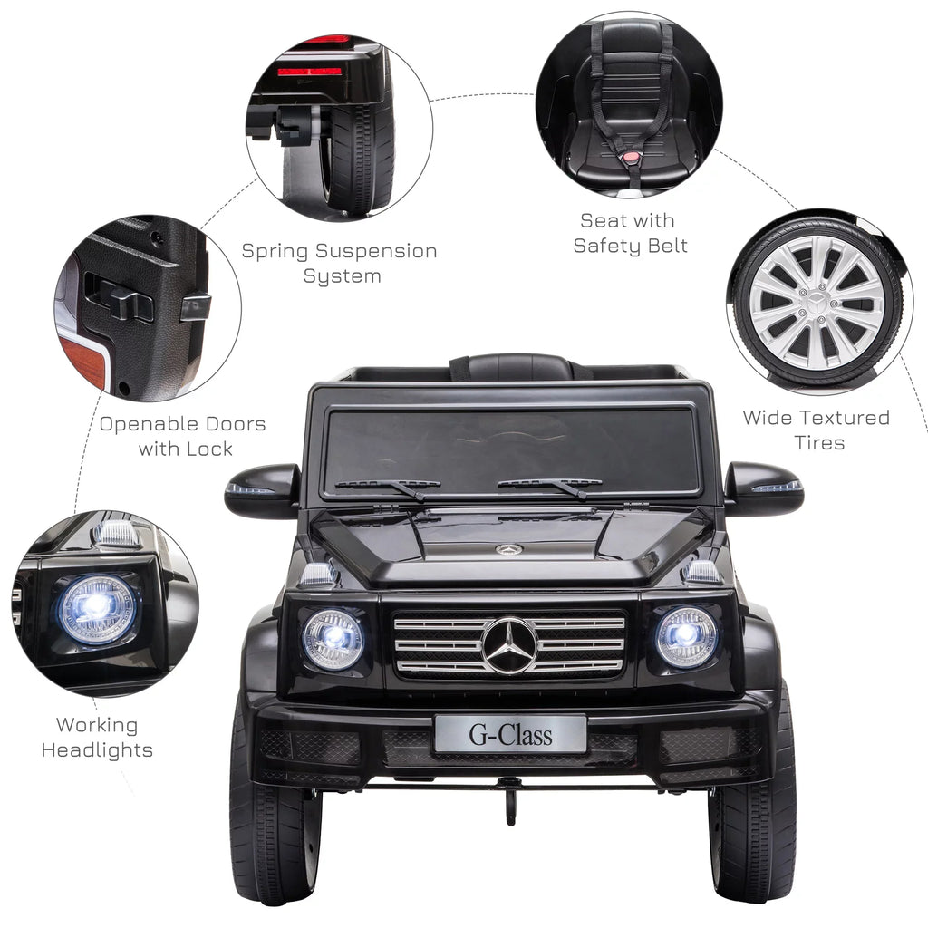 Aosom 12 V Mercedes Benz G500 Powered Ride-On with Remote Control, Bright Headlights, & Working Sizeuspension