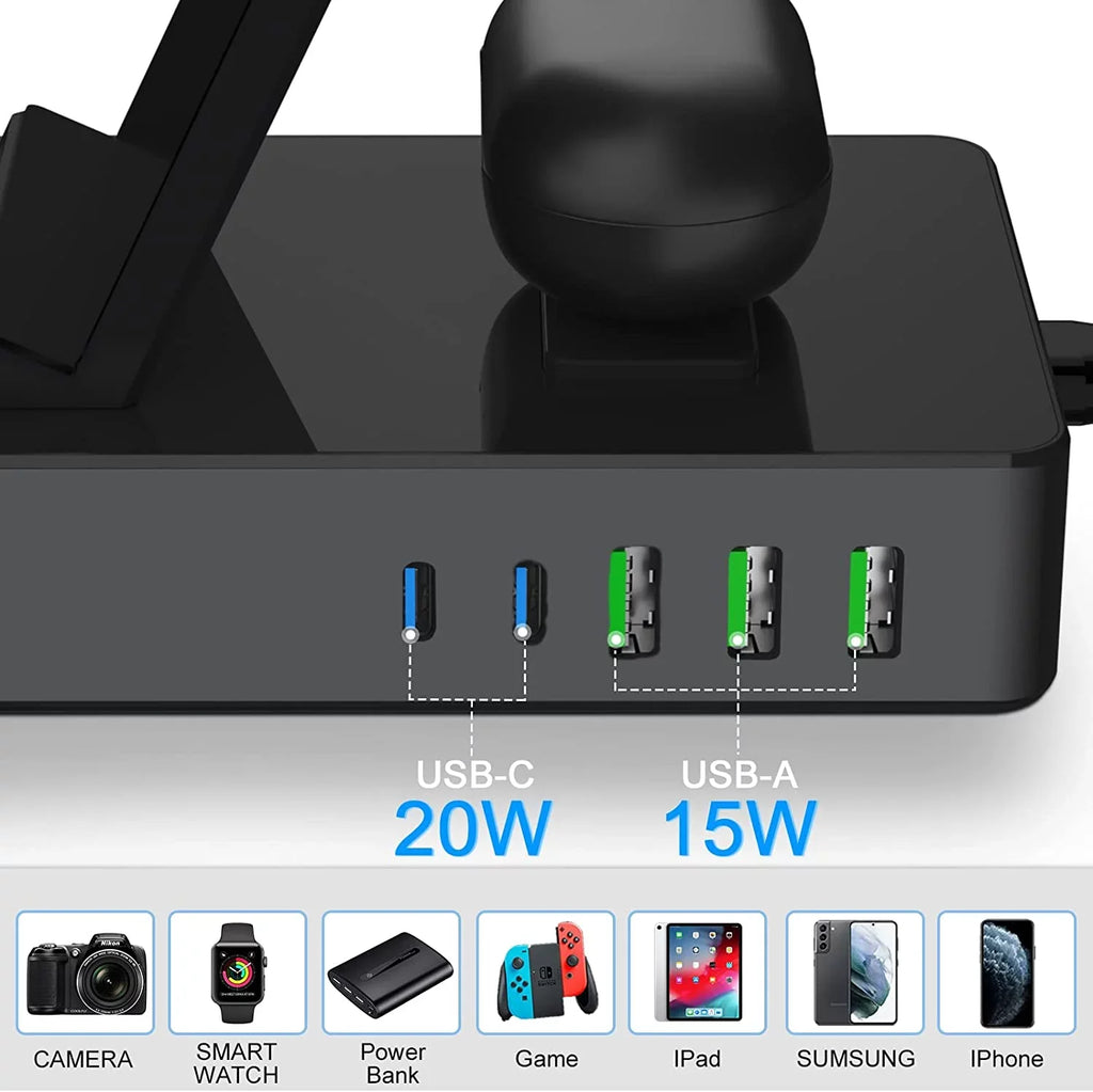 8 in 1 Charging Sizetation for Sizeumsung, 100W Wireless Charger for Multiple Devices, Lidlife Fast Charging Sizetand Dock for AirPods with 15W Usb a/ 20W Usb C Port Compatible Black