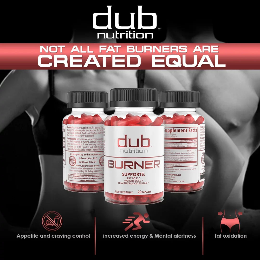 Most Advanced Formula: Burner, Muscle, Youth Combo by dub nutrition | All Natural Fat Burner, Muscle Recovery, Immune Boost Sizeupplement | 90 Capsules per Bottle