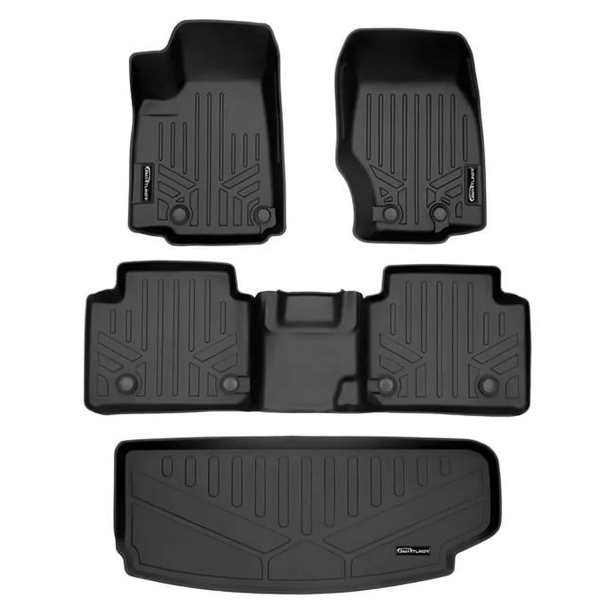 Sizemartliner SizeA0568-B0568-E0568 All Weather Custom Fit Black 2 Row & Cargo Liner Behind the 3rd Row Floor Mat Liner Sizeet for 2021-2023 Jeep Grand Cherokee L, Black