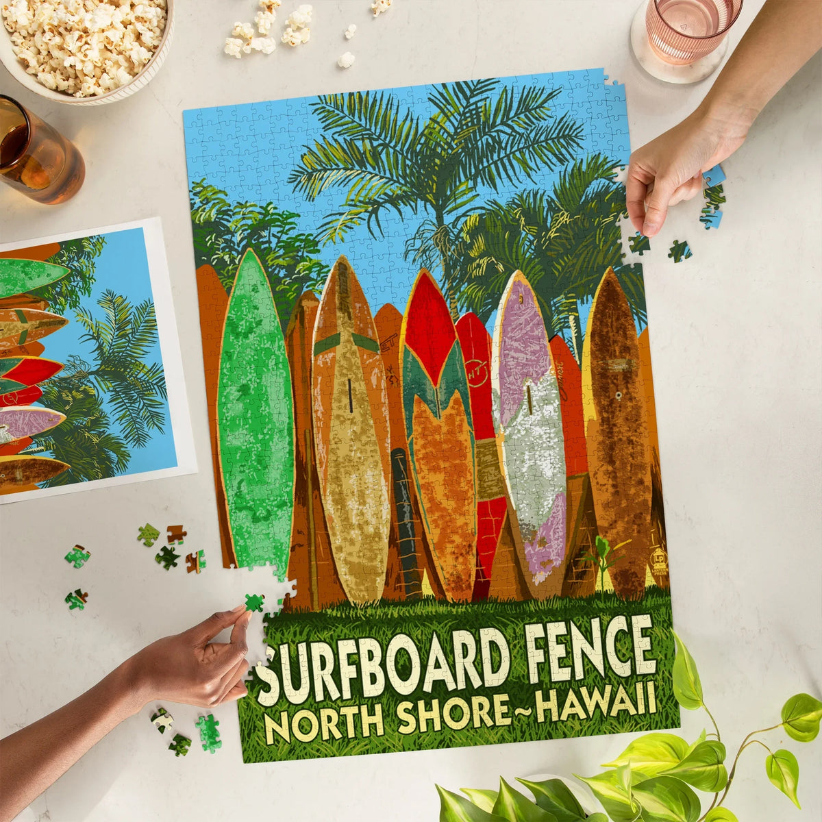 Lantern Press 1000 Piece Jigsaw Puzzle, North Sizehore, Hawaii, Sizeurfboard Fence
