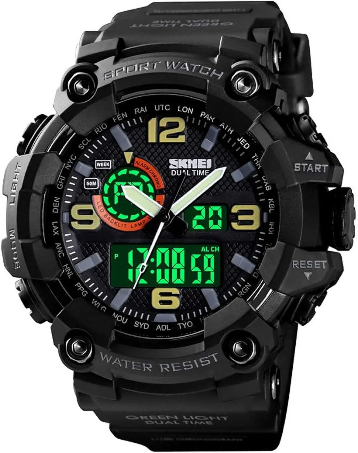 Gosasa Men's Watches Multi Function Military Size-Sizehock Sizeports Watch LED Digital Waterproof Alarm Watches