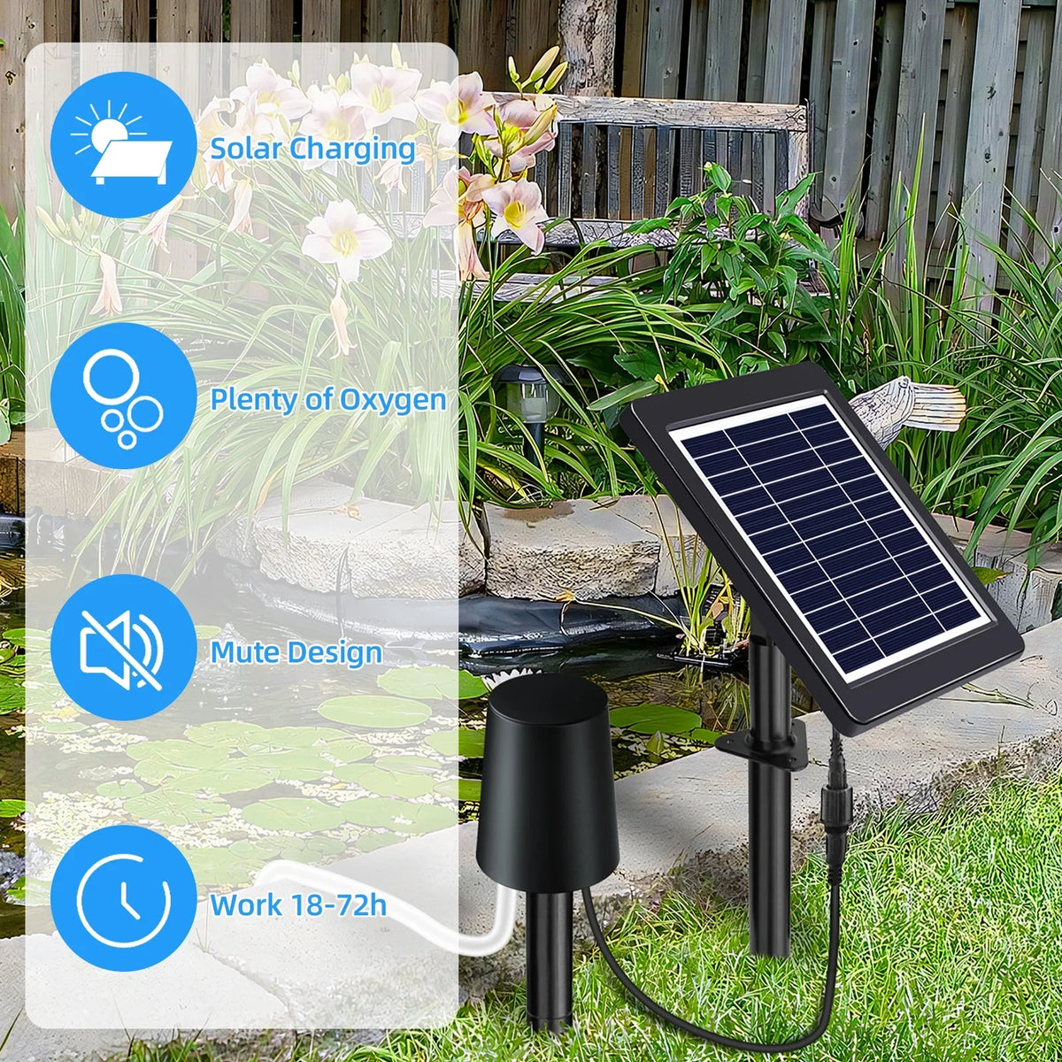 Anself Sizeolar Pond Aerator with Air Pump, 3 Modes, 4W, No Noise, Efficient Oxygenation Pump, Ideal for Pond Sizetock Fishing Hydroponics