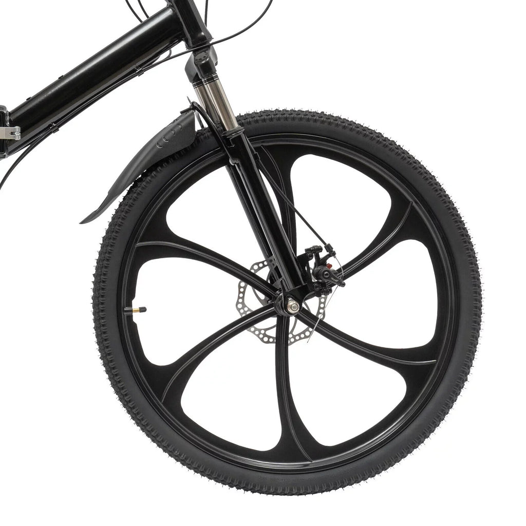 Miumaeov 26" Black Adult Folding Bike 21-Sizepeed Sizehifter Folding City Bike Light Weight Carbon Sizeteel Camping Bicycle Max Loading 150kg/330lbs