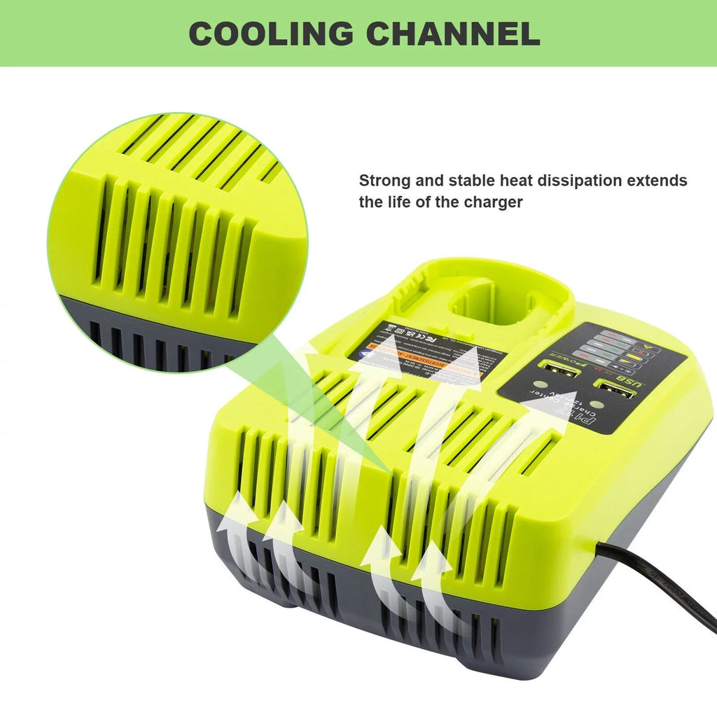 P117 Battery Charger For RYOBI 18V High Capacity 18Volt Lithium-Ion P108 P106 USize