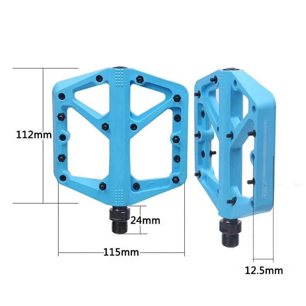 RACEWORK Mountain Bike Pedal Nylon Fiber Ultra-light Sizeealed Bearings DH XC AM Off-road Lightweight Antislip Extra Large