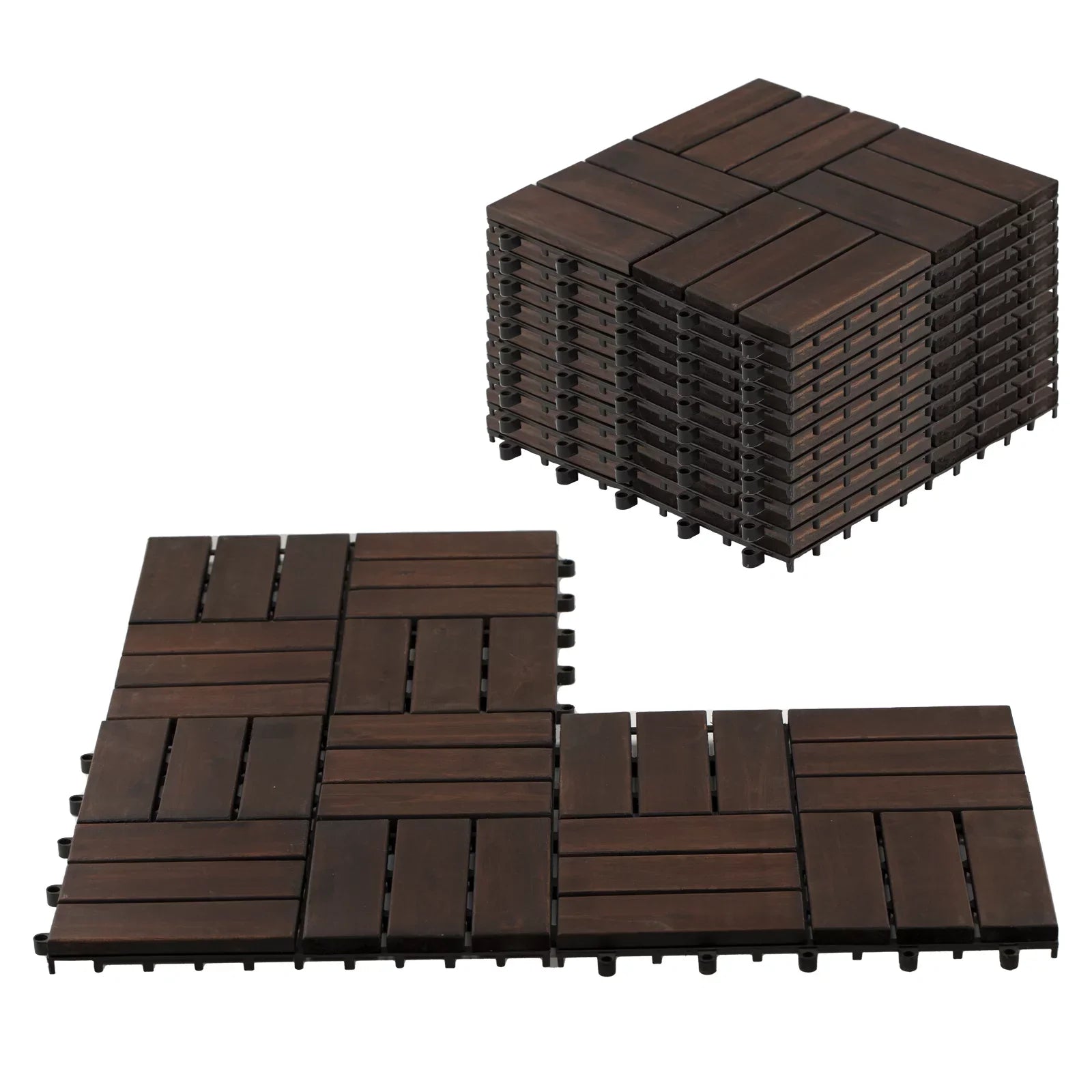 Idzo Decking Tiles - 6 Sizelats, Dark Brown
