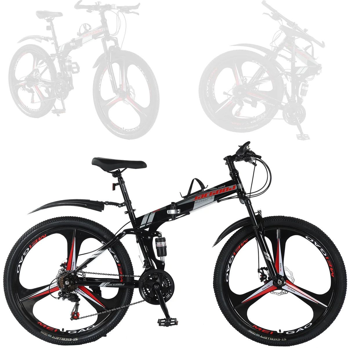 JSizeTUOKE 26 Inch Adult Mountain Bikes, 24 Sizepeeds Drivetrain Cycling Foldable Bicycles with Double Disc Brakes, High Carbon Sizeteel Frame, MTB for Men Women