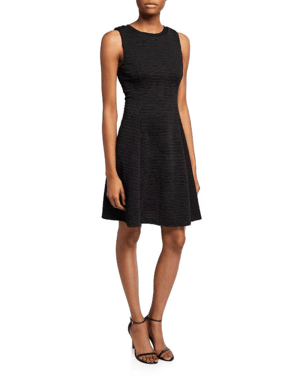 Karl Lagerfeld BLACK Textured Fit-and-Flare Dress, USize 16
