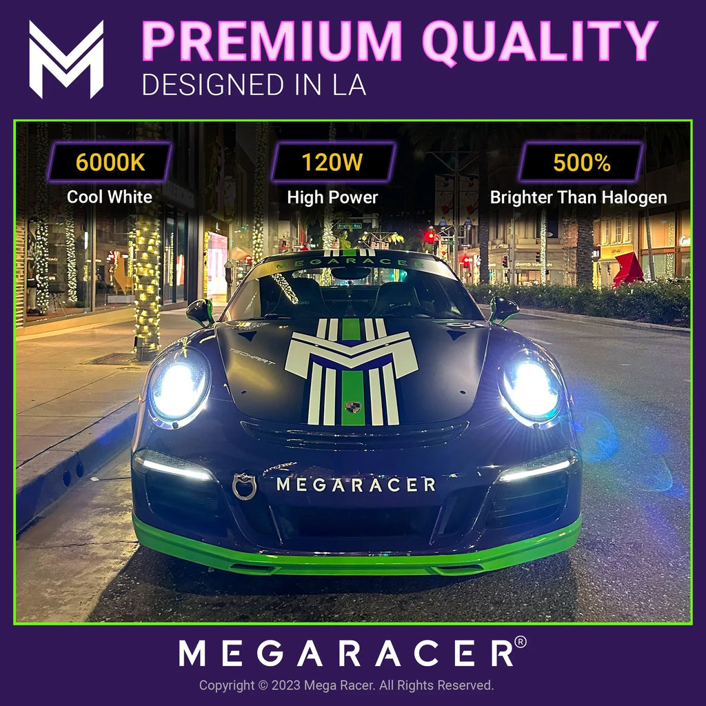 Mega Racer Hyundai Genesis H11 H8 H9 H16 New Gen LED Headlight Bulbs 6000K Cool Ivory 12V 60W 16000LM Hyundai Genesis 2015 15 Low Beam Automotive Replacement
