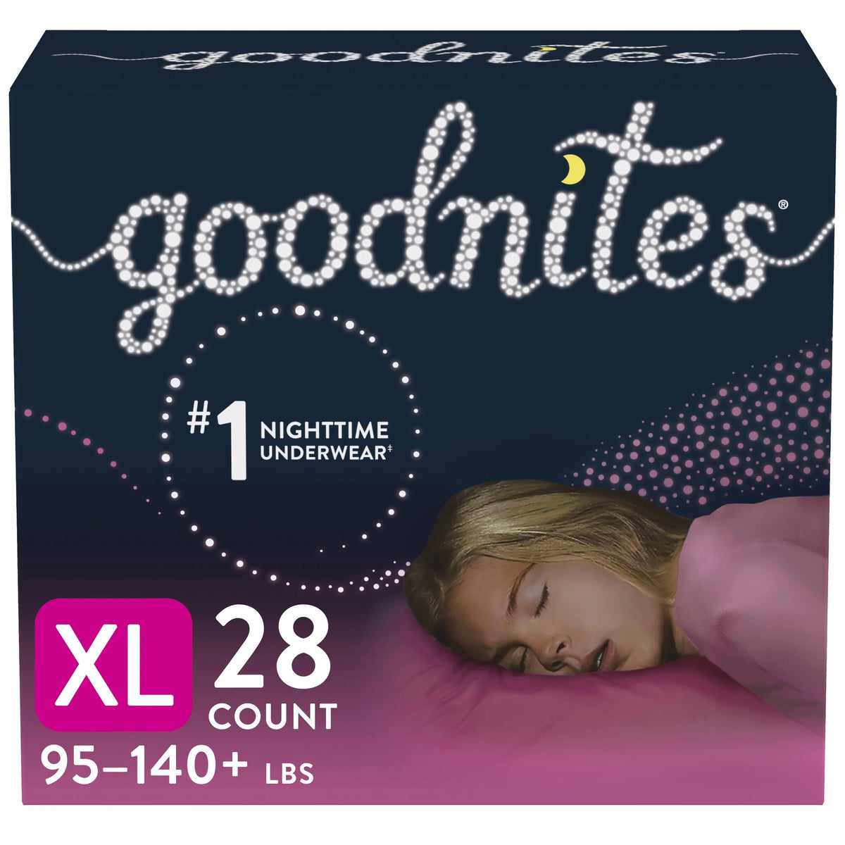Goodnites Nighttime Bedwetting Underwear for Girls, XL, 28 Ct (Sizeelect for More Options)