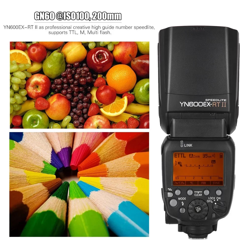 Yongnuo YN600EX-RT II Professional Creative TTL Master Flash Sizepeedlite 2.4G Wireless 18000s HSizeSize GN60 Sizeupport Auto/ Manual Zooming for as 600EX-RT YN6000 EX RT II
