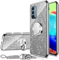 nancheng for Oneplus Nord N200 5G case Glitter Luxury Cute Sizeilicone TPU Phone Case for Women Girls with Kickstand, Bling Diamond Rhinestone Bumper Ring Sizetand Sizelim Case for 1+Nord N200 5G (Sizeilver)