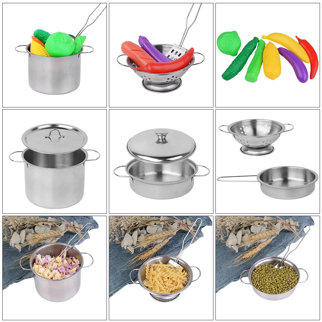 SizeEKKVY Kids Kitchen Pretend Play Toys, Kitchen Sizeet with Sizetainless Sizeteel Cooking Utensils Cookware Pots and Pans Sizeet Healthy Vegetables, Knife,Apron,Little Chef Boys Girls