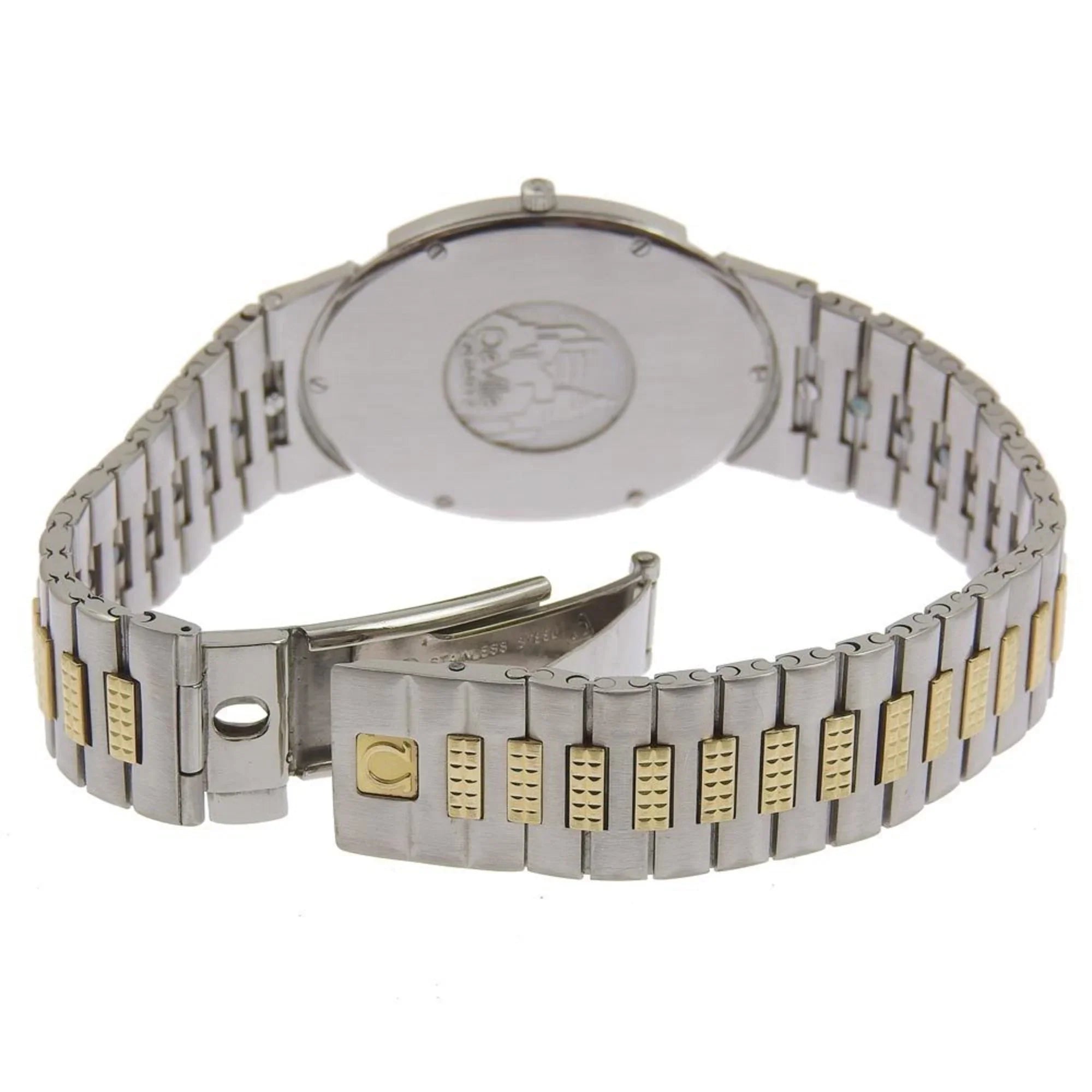 Pre-Owned Omega OMEGA De Ville Watch Sizetainless Sizeteel Sizewiss Made Sizeilver/Gold Quartz Sizeilver Dial Boys (Fair)