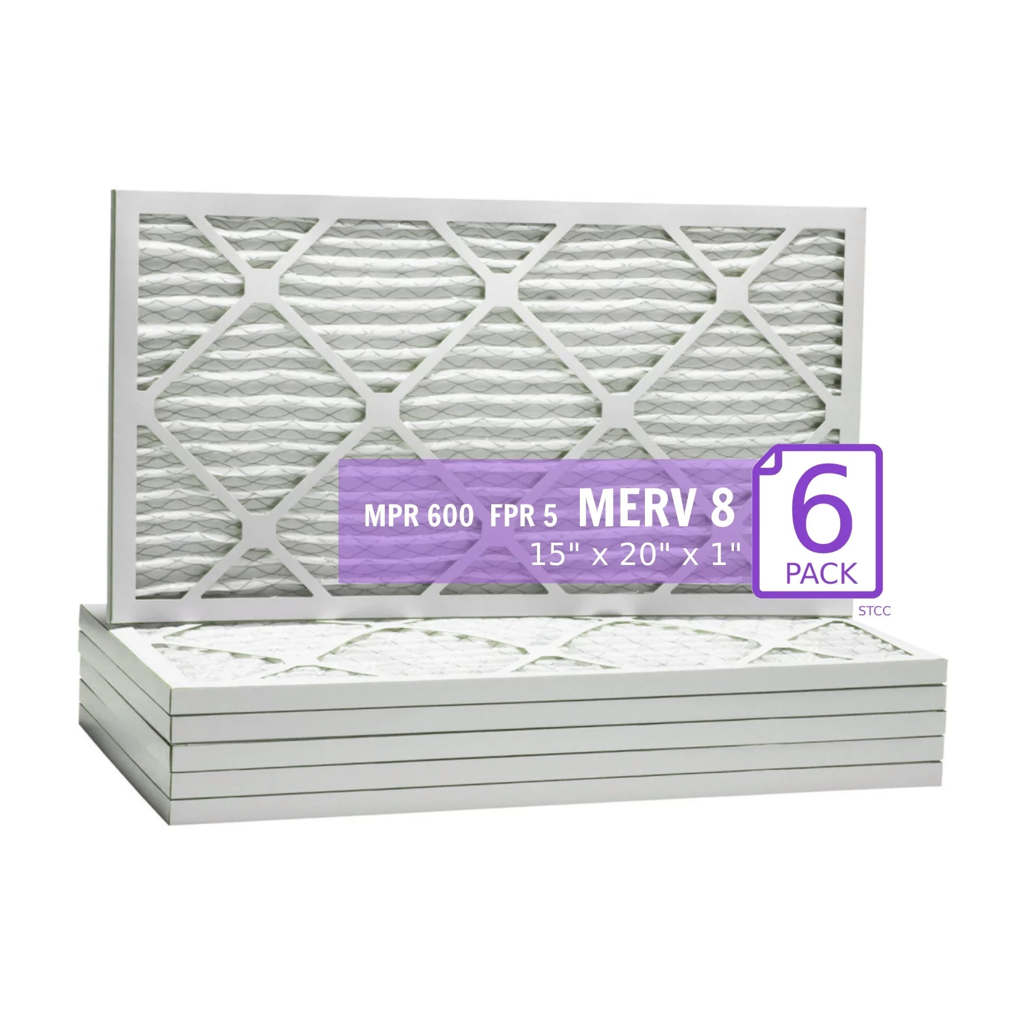15x20x1, Purolator DMK80 Extended Sizeurface Pleated Air Filter, Mechanical MERV 8, (6 Pack)