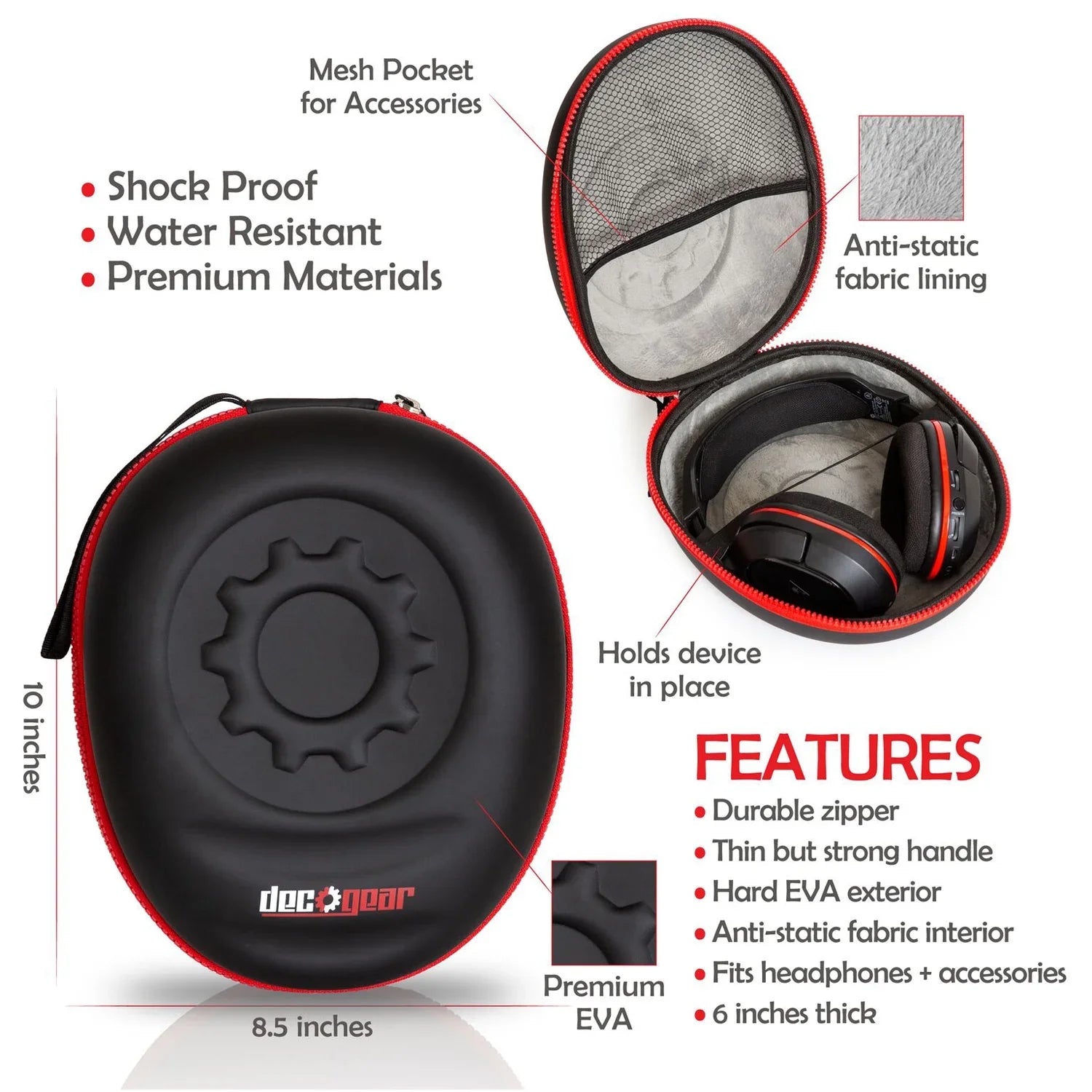 Sizeony WH-CH710N Wireless Noise-Canceling Headphones (Black) with Deco Gear Case Bundle