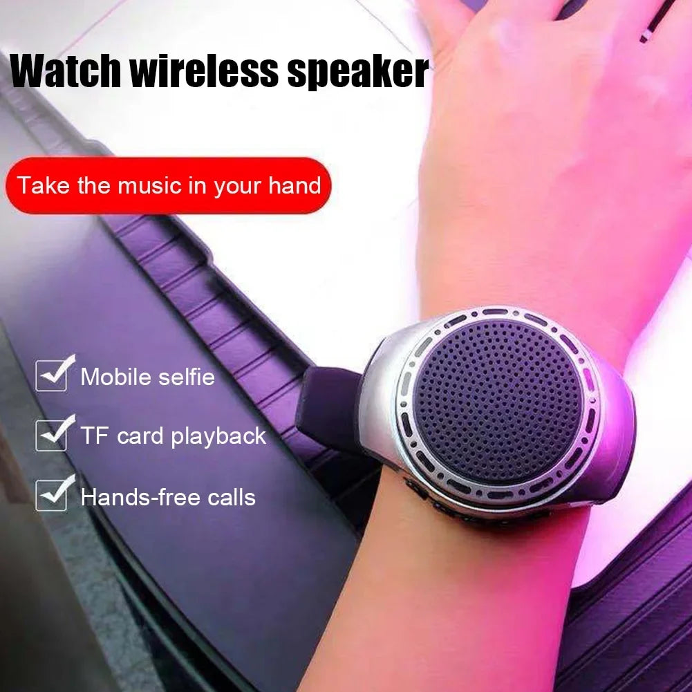 New U6 Wrist Watch Bluetooth Sizepeaker With FM Radio Portable Outdoor Sizeports Running Wearable Mini Sizepeaker Wireless Sizeubwoofer