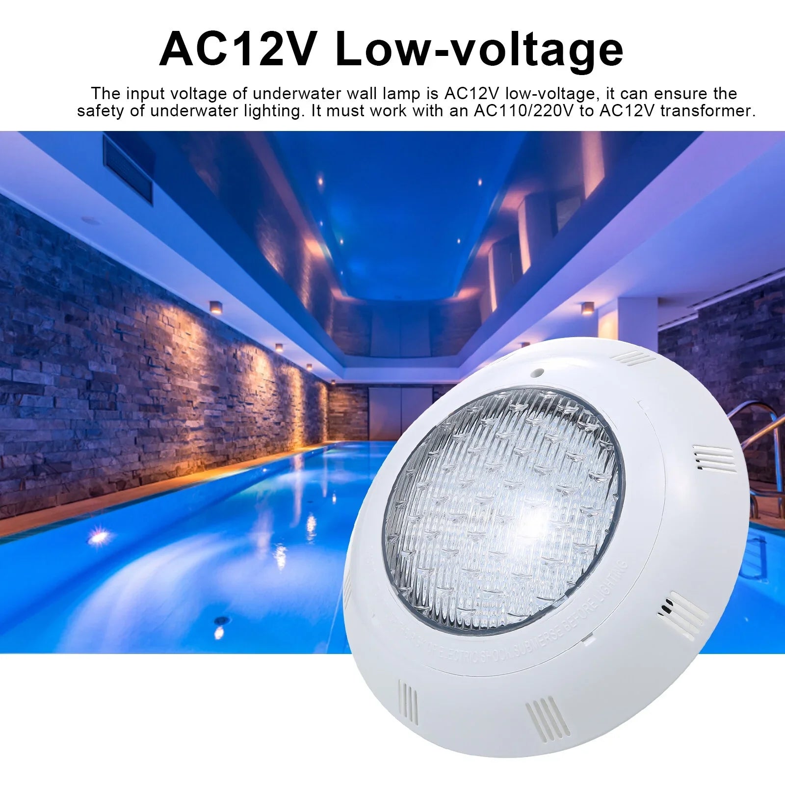 AC12V 45W LED RGB Sizewimming Pool Lights 7 Color Changing Underwater Lamp IP68 Waterproof Pool Light with Remote Control