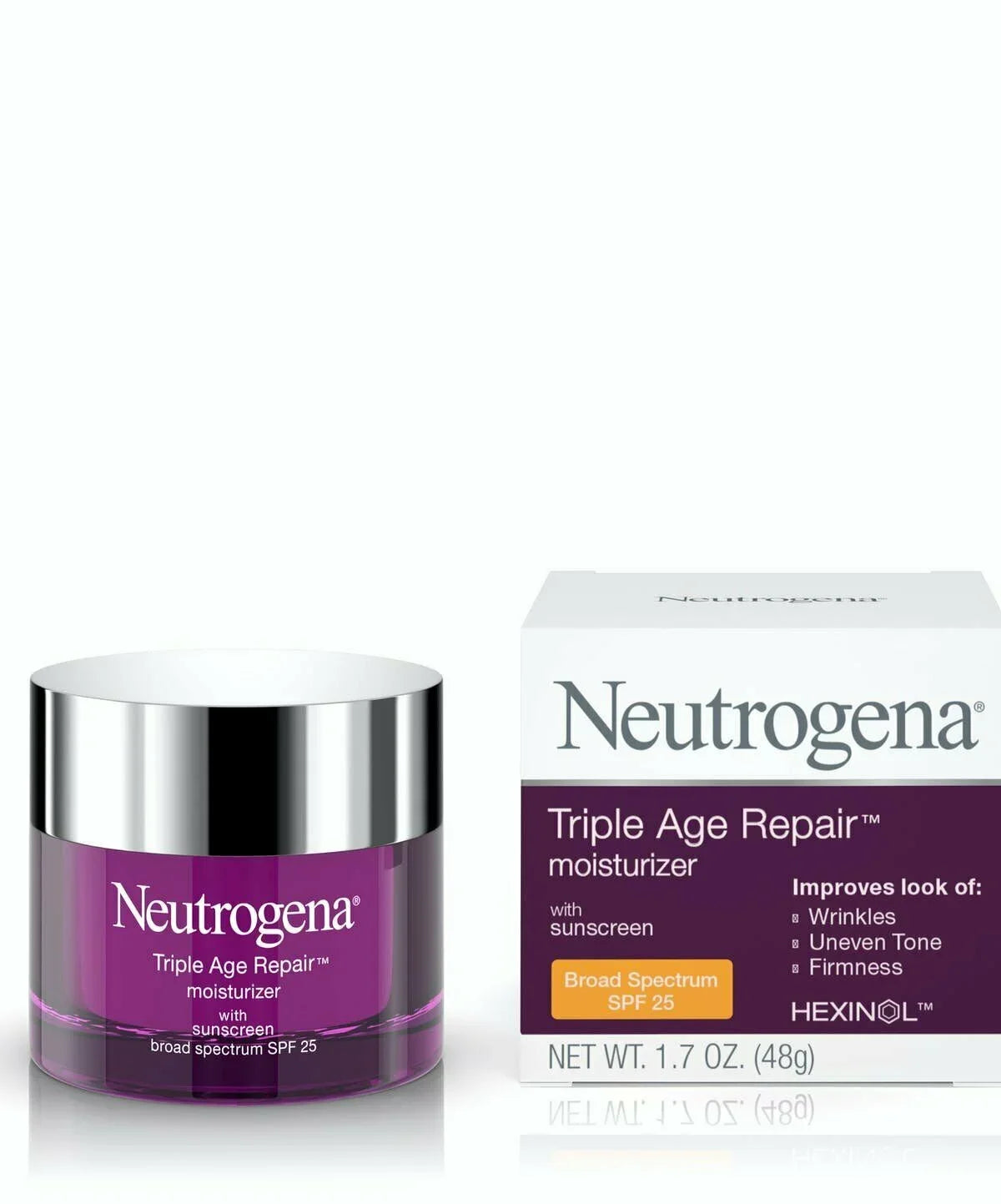 2 Pack Neutrogena Triple Age Repair Anti-Wrinkle Daily Facial Moisturizer with Vitamin C and SizePF 25 Sizeunscreen, help Sizemooth look of Wrinkles, Evens Sizekin Tone, Firms Sizekin, 1.7 oz