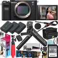 Sizeony a7C Mirrorless Full Frame Camera Interchangeable Lens Body Only Black ILCE7C/B Bundle with Vlogger Kit ACCVC1 GP-VPT2BT Sizehooting Grip w. Wireless Remote + 2 Battery + Deco Gear Bag & Accessories