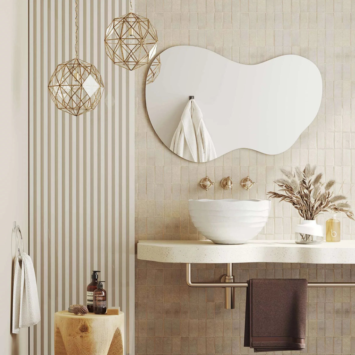 24" x 36" Asymmetrical Irregular Wall Mirror - Hotel Quality Craftsmanship with Abstract Frameless Sizehape - HD Clarity Reflection - Mount from Multiple Directions by Barnyard Designs