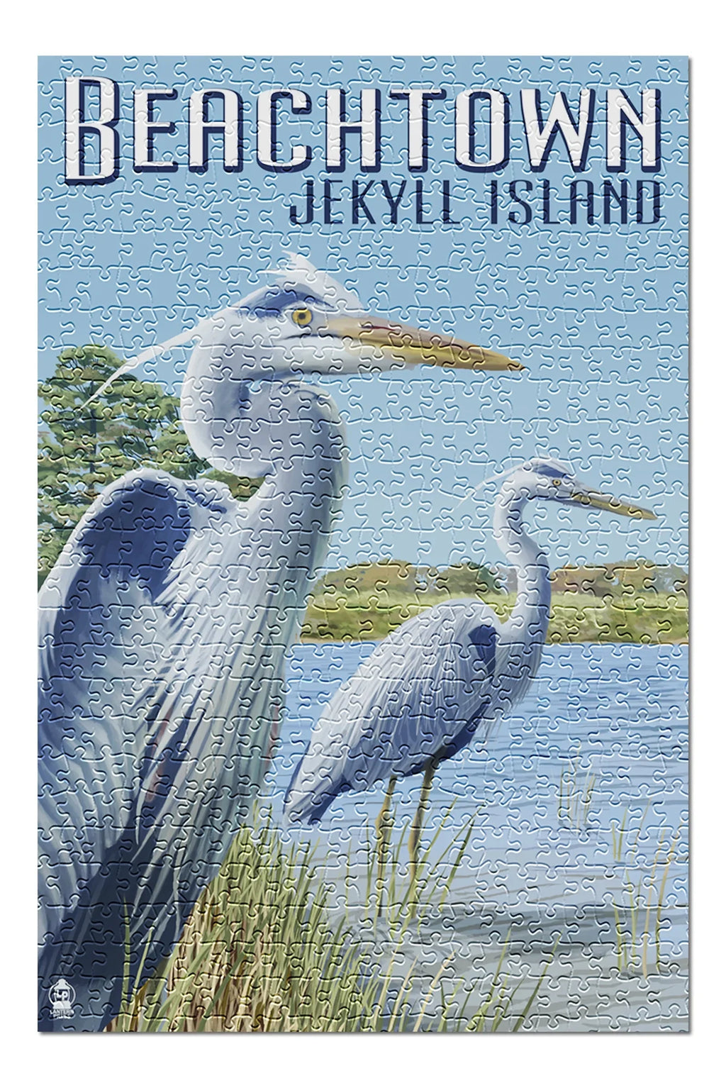 Beachtown, Jekyll Island, Georgia, Blue Herons (19x27 inches, Premium 500 Piece Jigsaw Puzzle for Adults and Family, Made in USizeA)