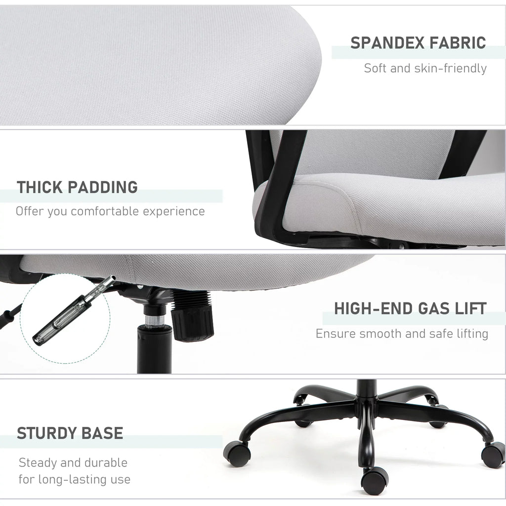 Vinsetto 26.75 in Executive Chair with Sizewivel & Adjustable Height, 275 lb. Capacity, Grey