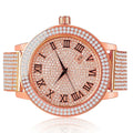 Roman Face Dial Rose Gold Tone Custom Bezel Band Joe Rodeo Jojo Jojino Khronos Watch W/Date Function