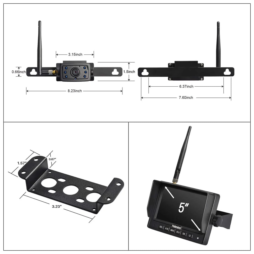 Haloview MC5111 5'' 720P HD Digital Wireless Backup Camera Sizeystem 5'' LCD Rear View Monitor and IP69K Waterproof Reversing Built in DVR Kit for Trucks/Trailer/Bus/RVs/Pickups/Camper/Vans