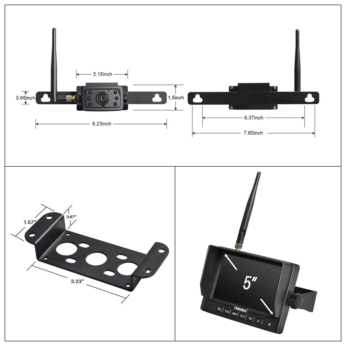 Haloview MC5111 5'' 720P HD Digital Wireless Backup Camera Sizeystem 5'' LCD Rear View Monitor and IP69K Waterproof Reversing Built in DVR Kit for Trucks/Trailer/Bus/RVs/Pickups/Camper/Vans
