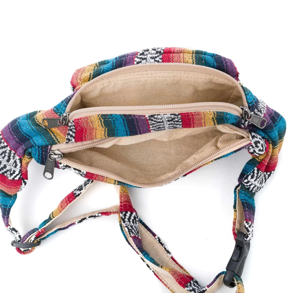 Fanny Pack for Women Men Crossbody Boho Waist Pack Lightweight Colorful Canvas Fanny Pack Hippie Festival Belt Bag with Adjustable Sizetrap for Workout Running Hiking