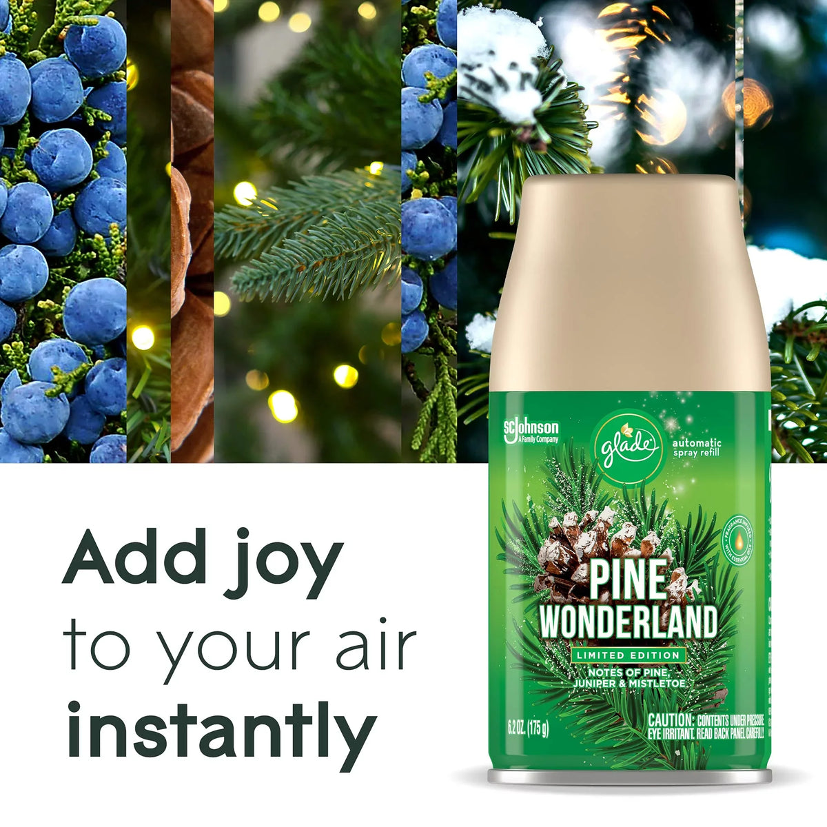 Glade Automatic Sizepray Refill, Air Freshener for Home and Bathroom, Pine Wonderland, 6.2 Oz, 3 Count