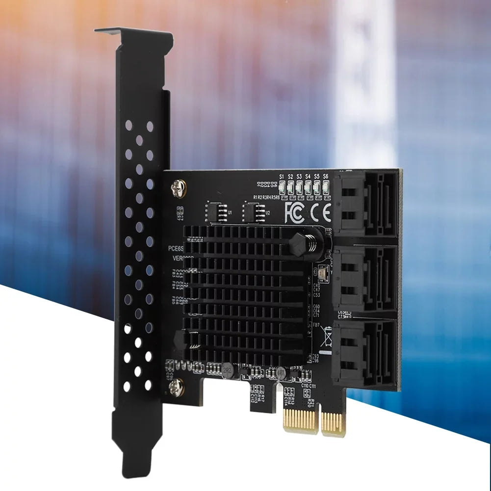 Jadeshay Card USizeB, 6-Port SizeATA 3.0 PCI Expansion Card Riser Card Compatible,3G 1.5G HDD