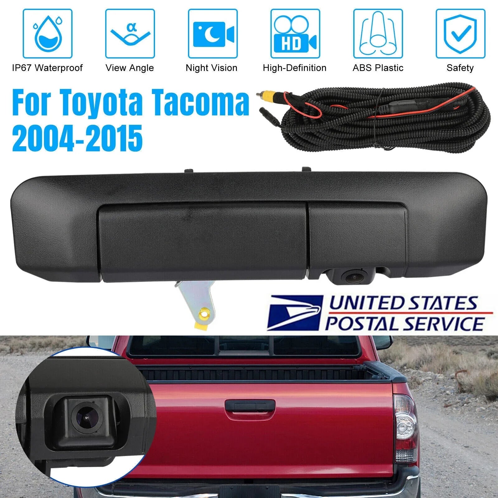 Xhy Backup Camera Tailgate Handle for Toyota Tacoma 2004-2014 2006 2007 2008 09